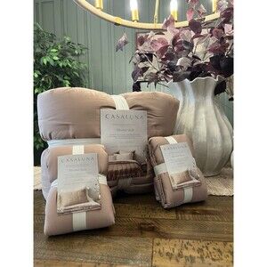 SET Full/Queen Rayon from Bamboo Quilt & 2 Shams Light Adobe Clay- Casaluna NEW